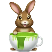 Flemish giant brown bunny holding matcha sticker