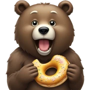 bear eating donut  sticker
