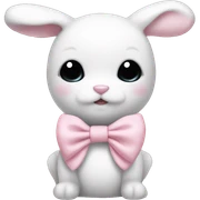 White banny and light pink bow sticker