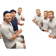 boys enjoying drinks indoors sticker