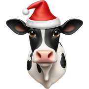 Dairy cow with Santa hat sticker