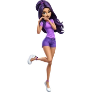 smiling girl in purple outfit sticker
