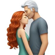 Redhead Girl Kissing silver haired man  sticker