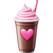 Batido de ch colate con un corazón rosa de brillos  sticker