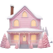 Pastel pink Christmas house  sticker