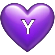 The Letter “y” inside a Purple Heart sticker