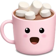 Light Pink mug of hot chocolate with marshmallows  sticker