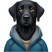 Black Lab Dog with winter jacket  sticker