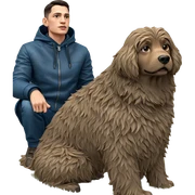 boy holding jacket with dog sticker
