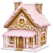 light pink and gold and white gingerbread house sticker