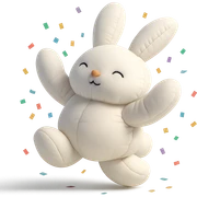 cotton bunny throwing confetti and spinning in cushion style sticker