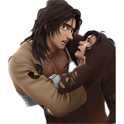 intense gaze in torn clothes sticker