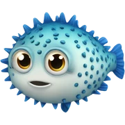 blue puffer fish toy sticker