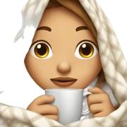 girl inside a blanket sipping coffee eyes closed sticker