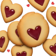Cookies with jam hearts sticker