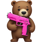 bear holding a pink gun sticker