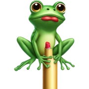 Frog wearing lipstick and a skirt on a pole sticker