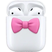 AirPods with pink bow sticker