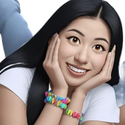 smiling girl with black hair sticker