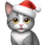 grey and white cat wearing santa hat sticker