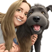 smiling girl with animal companion sticker