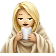Blondie girl inside a blanket sipping coffee eyes closed sticker