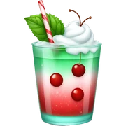 Peppermint soda with a cherry sticker