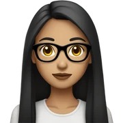 brunette girl with black frame glasses long straight black hair sticker