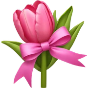 Pink tulips with a bow sticker