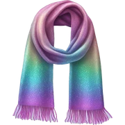 Realistic iridescent sparkle glitter winter scarf isolated. sticker
