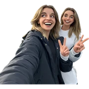 smiling girls by the ocean sticker