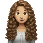 Emoji of a light brunette girl with long curly brown hair sticker
