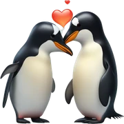Penguin kisses fish sticker