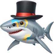 Shark with a top hat sticker