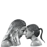 two girls in water grayscale sticker