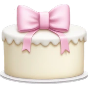 white cake with soft pink bow sticker