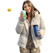 smiling girl with cup outdoors sticker