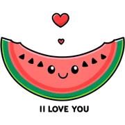 Watermelon shaped like little hearts and saying I love you  sticker