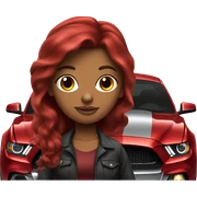 Dark red hair girl with ford mustang car sticker