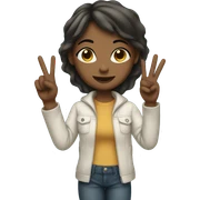 girl holding up peace sign sticker
