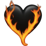 Black heart on fire sticker