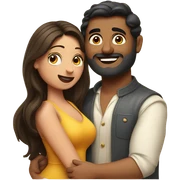 Curvy brunette woman flirting with Indian man  sticker