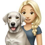 Blonde girl with a silver lab sticker