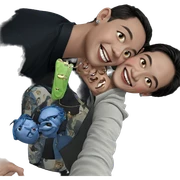 smiling boys with jewelry sticker
