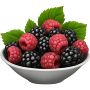 Square bowl of blackberries and raspberries  sticker