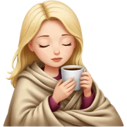 girl inside a blanket sipping coffee eyes closed sticker