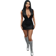 mysterious girl in black dress sticker