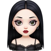 gothic pretty bratz baddie, black hair sticker