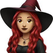beautiful long haired witch, red, black, burgundy sticker