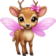 baby deer with fairy wings and a pink bow around its neck  sticker